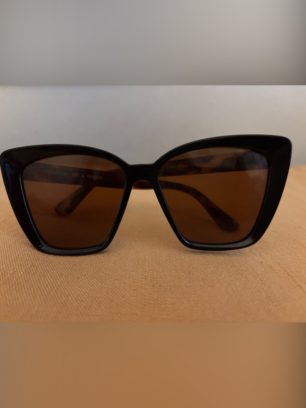 Women’s Black Cat-Eye Sunglasses with Brown Lenses